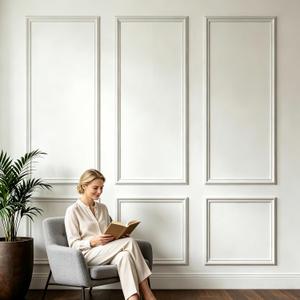 Wainscoting Panels Peel and Stick 3 Set Wall Molding Kit Premade Décor