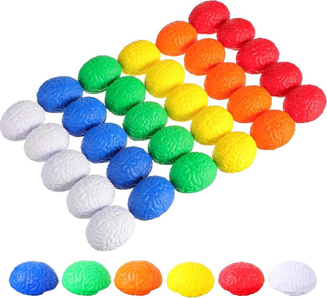 30 Pcs Brain Stress Ball Bulk Halloween Brain Toy Hand Muscle Exercise Sensory Pressure Ball for Teen Adult Prank Stuff Improve Grip Strength Object Recognition
