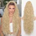 ORSUNCER Ponytail Extension Claw 30" Curly Pony Tail Clip in Claw Hair Extensions Fluffy Natural Looking Synthetic Hairpiece for Women Blonde Highlight