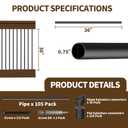 HYPERGIANT 105 Pack 36" Aluminum Deck Balusters, 3/4" Round Railing Spindles with Connectors and Screw, Hollow Metal Balusters for Railing, Black Stair Spindles