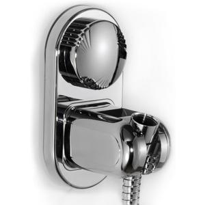 Suction cup Handheld Shower Head Holder - Relocatable - 5 Angles Adjustable - Horizontal Setting - Large Shower Head Supports - Wider Input - Wall mounted with Vacuum Power (Polished Chrome)