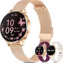 Smart Watches for Women, 1.27 AMOLED Fitness Tracker with Heart Rate SpO2 Sleep Monitor, 3 Bands, 120+ Sport Modes, Call & Notifications, Smartwatch for Android & iPhone Compatible, 40mm Rose Gold