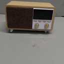 Retro Bluetooth Speaker Clock Radio with Fabric Grille&Wood Finish,Vintage FM Radio with Dual Alarm,Dimmable LED Display for Bedroom Nightstand,Office Desk,Loud Sound,Rechargeable,Knob Control ,TF&AUX