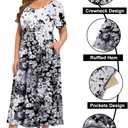 LARACE Plus Size Dresses for Women Summer Casual Short Sleeve Long Dress Flowy Maxi Beach Dresses with Pockets (XXXL)