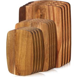12 Pcs Thick Acacia Wood Cutting Boards for Kitchen Reversible Wooden Chopping Board Set Double Sided Charcuterie Boards for Meat Cheese Meal Supplies(3 Sizes) (Large, Medium, Small)
