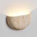 Semi Circle Yellow Travertine Wall Lamp Japanese Style Wabi-Sabi Art Lighting Fixture Half Moon Marble Wall Sconce Natural Stone Bedside Wall Light For Foyer Bedroom Stairs
