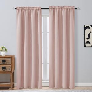 OVZME Blush Pink Blackout Curtains 84 Inches Long 2 Panels Set, Solid Thermal Insulated Soft Blackout Curtains for Bedroom, Dual Rod Pocket Window Treatments Drapes for Living Room, 2x50Wx84L Inches