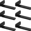 6 Pack - 6 inch Black Hidden L Shelf Bracket (1/5 Inch Thicked) Iron Shelf Brackets, Metal Shelf Bracket, 160 lb. Load Capacity , DIY Shelving Hidden 90 Degree Right Angle Bracket Design