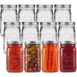12 Pack Wide Mouth Mason Jars 32 oz - Heavy Duty Glass Quart Mason Jars With Airtight Lids for Pickling, Canning, Food Storage, Meal Prep and Fermenting, Leak Proof
