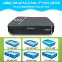 120x72 inch Inflatable Rectangular Pool Cover 10 X 6 ft Inflatable Rectangle Swimming Pool Cover 118x79 Waterproof Pool Covers 103 x 69 inch for Outdoor Garden Family Pools Protector