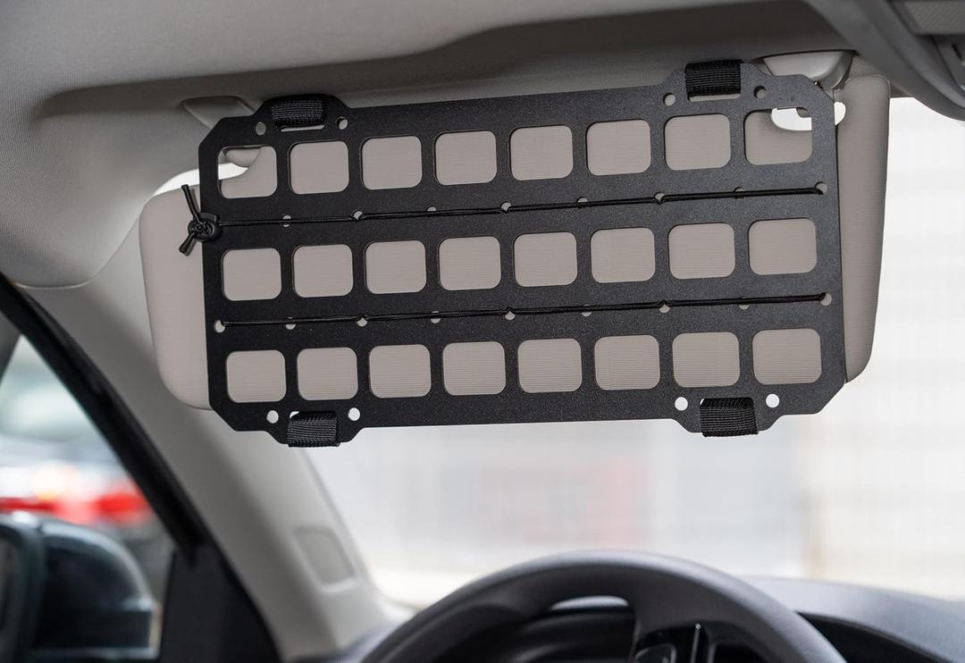 TACNEX Car Sun Visor Organizer Vehicle Rigid MOLLE Panel Tactical Gear Rack EDC Pouch Tool Holster Bag Holder Visor Cover Truck Equipment Mount Plate Modular Storage Shelf Auto Accessories