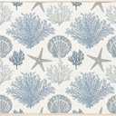 MATIRUG Coastal Beach Door Mat Coral Starfish Seashells Pattern Indoor Outdoor Doormat Non Slip Washable Low Profile Entrance Rug for Front Door Backdoor,Ocean Bathroom Summer Decor 16"x24"