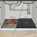 Under Sink Mat 28 x 22 for Kitchen Waterproof, Silicone Under Kitchen Bathroom Protector Sink Liner Mat, Easy to Clean Cabinet Mat Organizers and Storage, Black
