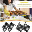 Perinsto Cute Dog Animal Paws Oven Mitts & Pot Holders 4 Pcs Set, Decorative Heat Resistant Cooking Gloves Microwave Oven Gloves for Kitchen Baking Grilling BBQ
