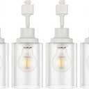 VANoopee H Type Track Lighting Heads E26 Track Light Ceiling Modern for Kitchen, Compatible with H Track Lighting Rail System, White Track Lighting Fixtures with Glass Lamp Shade, 4 Pack, No Bulbs (4 Pack(No Bulbs/Track))