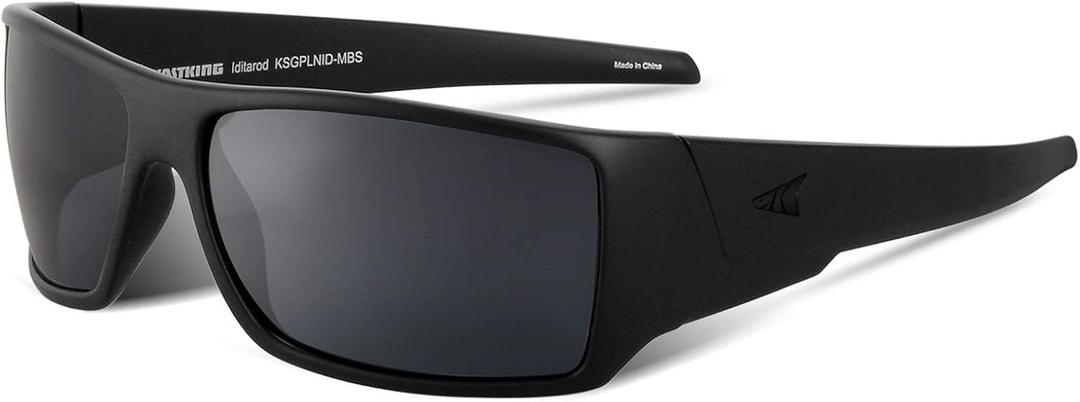 KastKing Iditarod Polarized Sport Sunglasses for Men and Women, Ideal for Driving Fishing Cycling and Running, UV Protection (Frame: Matt Black /Lens: Smoke)