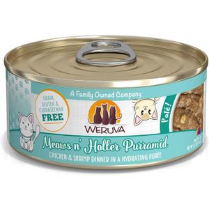 Weruva Classic Cat Pat, Meows n' Holler PurrAmid with Chicken & Shrimp, 5.5oz Can (Pack of 4), Brown