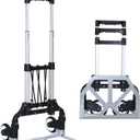 Folding Hand Truck Dolly Cart Aluminum Portable Hand Cart for Daily handling Work180lbs, with Silent Wheel Telescoping Handle Black Bungee Cord, Can Stand Alone Light Weight