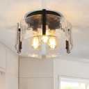 Black Semi Flush Mount Ceiling Light Fixture, 3Light Modern Hallway Light Fixtures Ceiling Mount, Foyer Kitchen Lighting Fixtures Ceiling Lights for Bedroom, Bathroom, Laundry Room, Entryway, Hallway