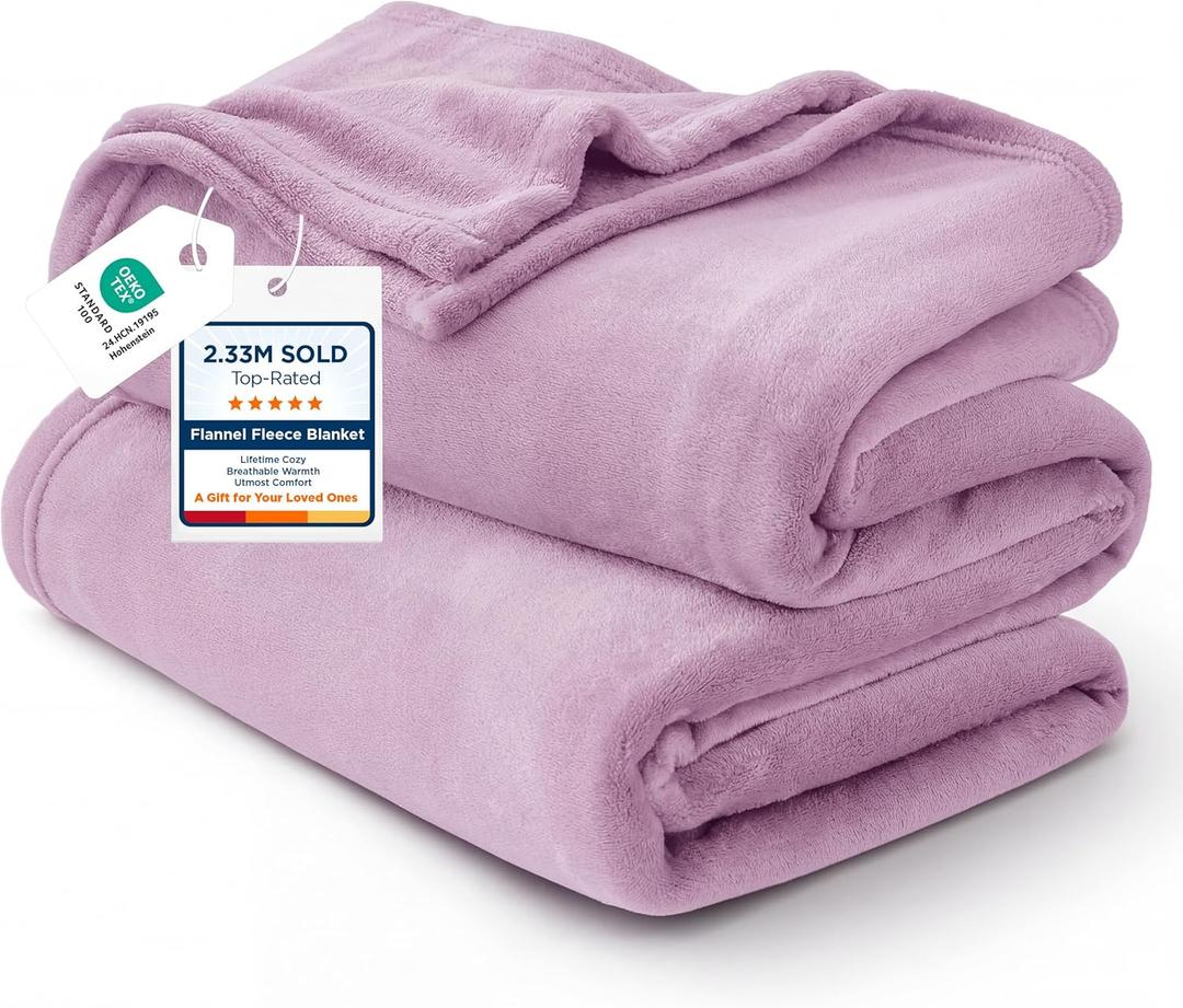 Bedsure GentleSoft Fleece Throw XL Blanket Light Purple - 300GSM Soft Lightweight Plush Cozy Blankets for Bed, Sofa, Couch, Travel, Camping, 50x70 inches