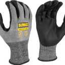 DEWALT DPG578 Foam Nitrile A6 Cut Resistant Glove for Outdoor Work, Construction and General Purpose - Size L - Pack of 12 (Large, Black / Gray)