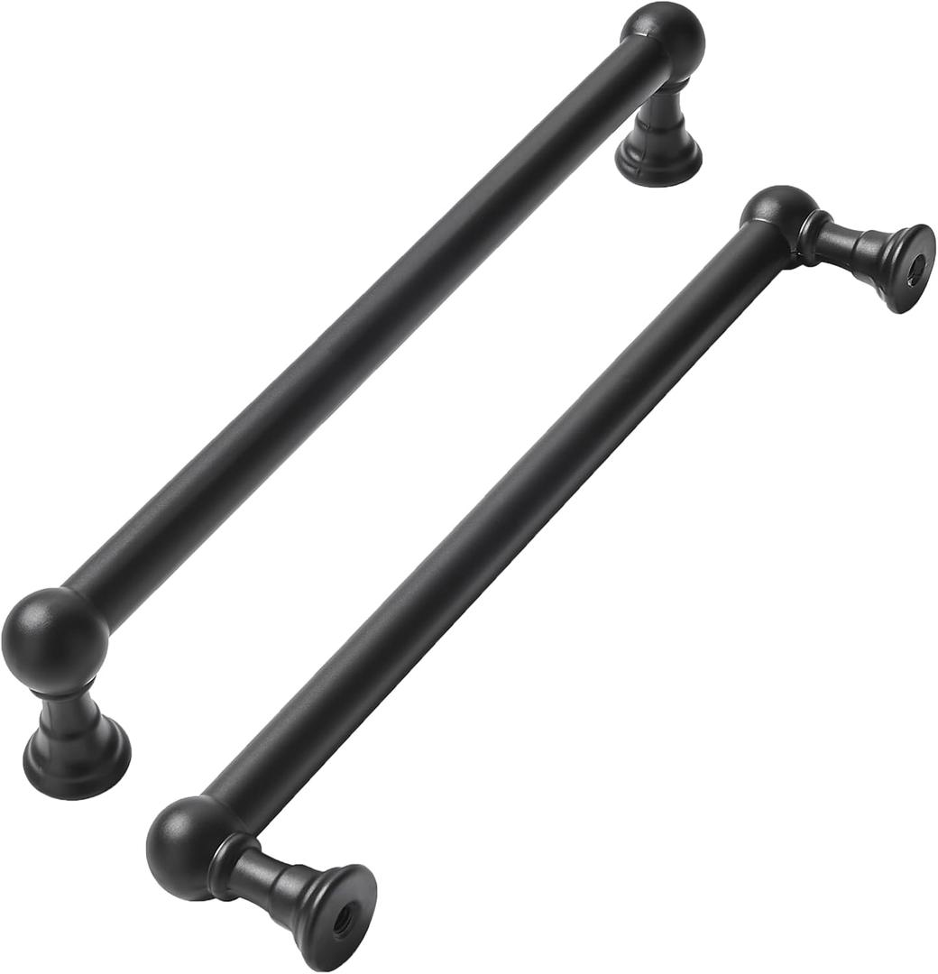 khtumeware 2 Pack 8 Inch Hole Center Matte Black Cabinet Pulls Heavy Duty Solid Cabinet Handles cabinets Dressers Kitchens Handles Bathroom cabinets