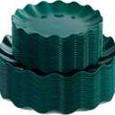 LIYH 50 Pcs Green Plastic Christmas Plates Reusable - Christmas Plastic Plates Unbreakable Holiday Dinnerware Dishes Fancy Scalloped Plate Dishwasher Safe BPA Free for Xmas Day (25Guests)