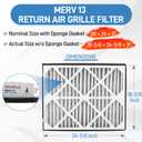 20x25x3 MERV 13 Pleated Air Filter, 2 Pack, Compatible with Zephyr VGF Series 20x25x3 Whole Home Return Air Grille Filter, Actual Size 18-3/823-3/83"