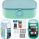 WANSHUNLMI Sewing Project Kit, 140 Pcs Travel Family Sewing Supplies Repair Kit Portable Small Traveler Sewing Kit Sewing Thread Accessories DIY Sewing Supplies Organizer (Green Blue Sewing Kit)
