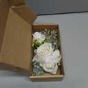 Fnize White Wrist Corsage and Boutonniere Set for Bride Groom Bridesmaids Groomsmen Wedding Homecoming Flowers Prom Suit Accessories, Rose Boutonniere and Corsage Wristlet Flower