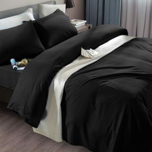 SONORO KATE Bed Sheet Set Super Soft Microfiber 1800 Thread Count Luxury Egyptian Sheets Fit 18-24 Inch Deep Pocket Mattress Wrinkle-6 Piece, Black, Queen