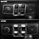 Window Switch Button Cover Trim Interior Accessories Fit for 2018-2026 Jeep Wrangler JL JLU & Gladiator JT(White)