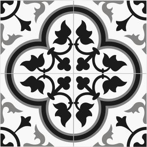 The Tiles Plaza Encaustic Peel and Stick Backsplash, Grey and White Patterned Vintage Stick on Tiles, Stone Composite Self-Adhesive Wall Tile Sticker for Kitchen Bathroom Fireplace Stairs, 10 Sheets