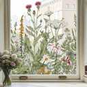 Window Privacy Film,Colorful Floral Window Stickers,Removable DIY Bouquet Static Clings, Decals for Home School Office Party Supplies, Wildflower Reverie, 17.5 x 78.7 in