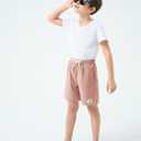 Haloumoning Boys Corduroy Shorts Kids Casual Elastic Waist Drawstring Summer Shorts with Pockets 5-14 Years (Pink)