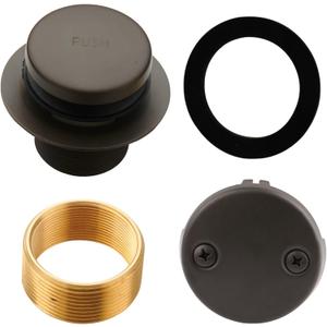 Bronze Tub Drain Tip-Toe Tub Trim Set Conversion Kit Assembly, Hidrop Bathtub Drain Replacement Trim Kit with 2-Hole Overflow Faceplate and Universal Fine/Coarse Thread, Oil Rubbed Bronze