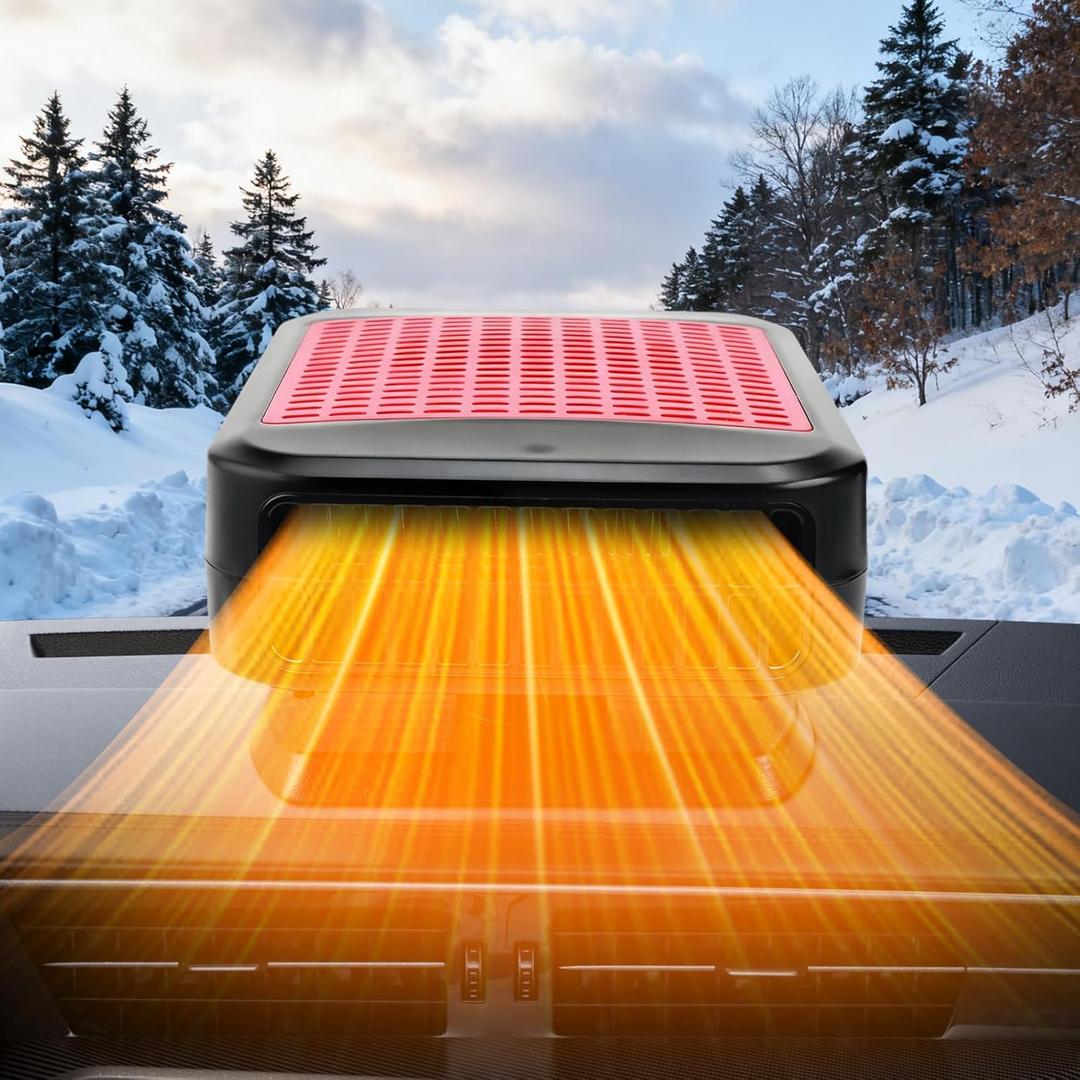 Car Heater,12V 200W Portable Fast Heating Defroster Automobile Windshield Fast Heaters Car Heater That Plugs into Cigarette Lighter for Car, SUV, Trucks (Red Black)