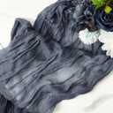 2 PCS 13Ft Table Runner for Wedding, Cotton Cheesecloth Table Runner Linen Table Runners Gauze Table Runners Bridal Party Decor Wedding Table Decor (Blue)