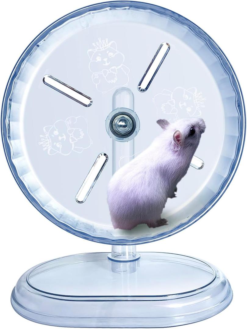 lazYYzal Silent Hamster Wheel, Super-Silent Hamster Exercise Wheels Accessories, Quiet Running Wheels, Adjustable Stand for Hamsters Mice Or Other Small Animals (White, 7 inch)