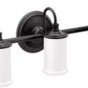 Moen YB6463BL Belfield 3-Light Dual-Mount Bath Bathroom Vanity Fixture with Frosted Glass, Matte Black