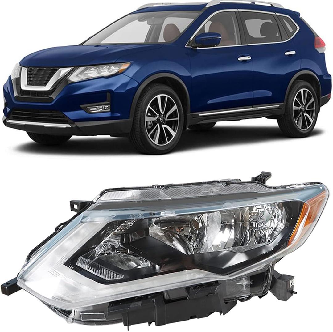 Headlight Assembly Replacement for Rogue 2017 2018 2019 Headlamp Halogen Left Driver Side