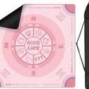 Mahjong Mat for Table with Carrying Bag, 32.4" x 32.4" Non-Slip Neoprene Mahjong Mat with Rules, Noise-Reducing Gaming Mat for Mahjong, Poker, Cards, Board and Tile Games - Pink