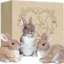 2 Pcs Bunny Decor Figurines Garden Decorations, Cute Bunny Yard Statues Outdoor, Easter Rabbit Statues, Hand-Painted Resin Animal Figurines for Home Table Decor