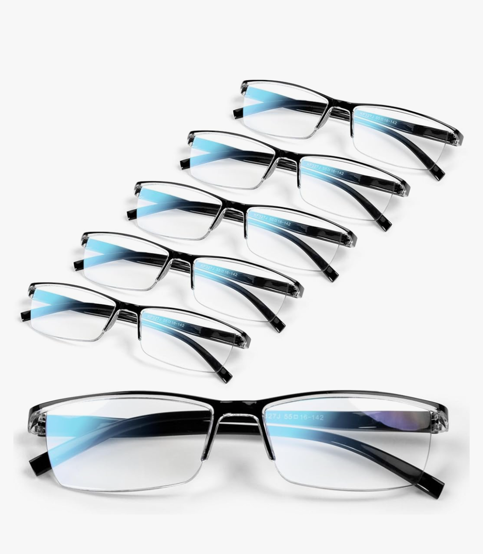6 pack Executive Style Reading Glasses Men - Durable Readers with 99% Blue Light Blocking - Comfortable Fit with TR90 Frames 1.75