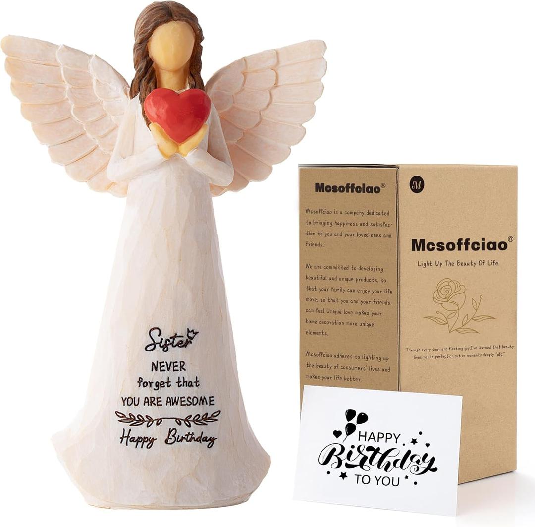 Sister Birthday Gifts,5.5'' Angel Figurine Gift for Sister's Birthday,Best Friend Birthday Gifts for Women,Happy Birthday Gifts for Women on Sisters Day and Christmas