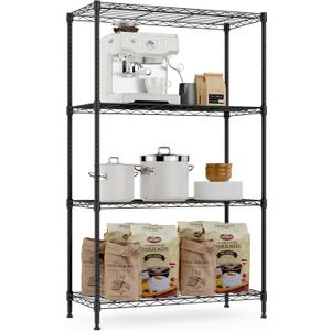 1000 lbs Storage Shelving Steel Heavy Duty 4-Tier Utility Shelving Unit Steel Organizer Wire Rack for Home,Kitchen,Office (13.7" D x 29.5" W x 47.2" H) (Black)