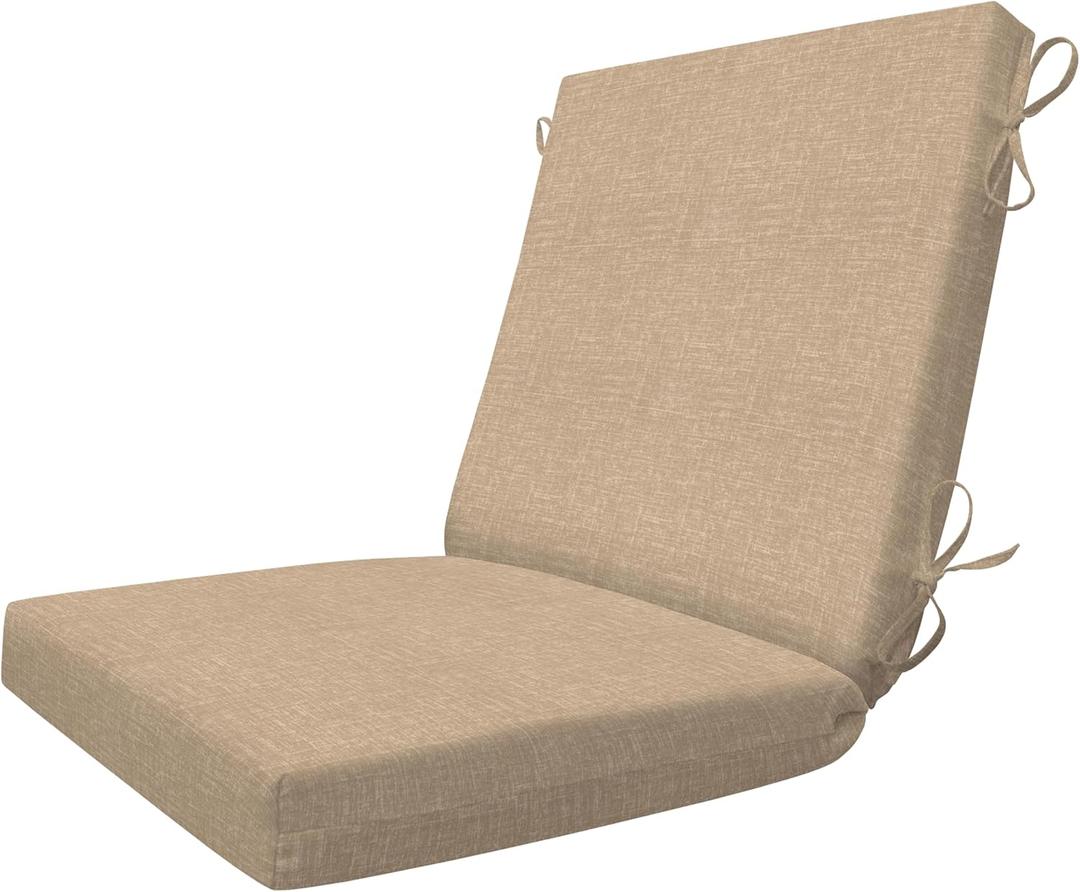 Honeycomb Outdoor Essentials Dining Chair Cushion, 20 x 41, Hampton Texture Neutral Cushion for Patio Furniture