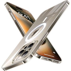 TORRAS Magnetic Slim-Fit for iPhone 15 Pro Max Case Clear 6.7", [True Never Yellow]Ultra-Thin 15 ProMax Phone Case Compatible with MagSafe, Light Anti-Scratch Matte Hard Cover OriginFit, Diamond Clear