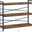 3 Tier Bookshelf 39.37" Width, Long Industrial Bookcase, Vintage Farmhouse Modern Wooden Big Book Shelf for Home Living Room Bedroom Office Storage(Rustic Brown)