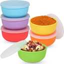 KOLUTI Nonstick Silicone Pinch Bowls Set of 6, 4oz Small Condiment Dipping Sauce Prep Bowl with Lid, Colorful Snack Serving Food Storage Mixing Containers for Side Dish, Microwave & Freezer Safe